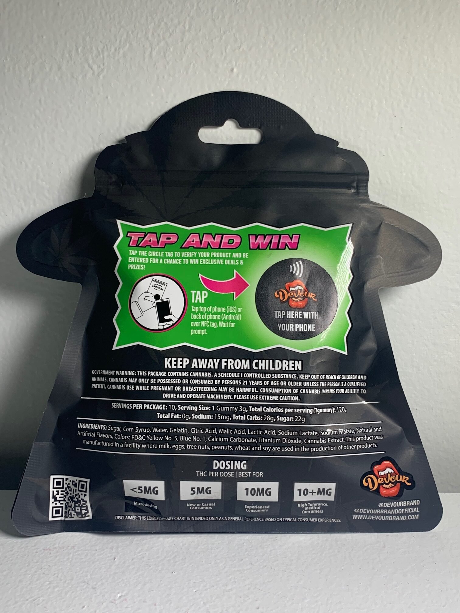 Devour Sour Apple Sour Rings 1500MG Back rotated 1 1 Devour Sour Rings 1500mg Edibles - Image 3